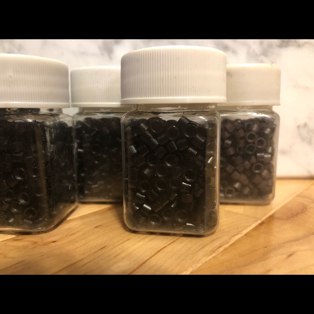 500pc Black Hair Extension Micro Beads (1 bottle)